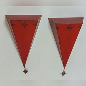 Vintage Art Deco Southern Living At Home Red Sassy Wall Shelves / Sconces